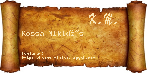 Kossa Miklós névjegykártya